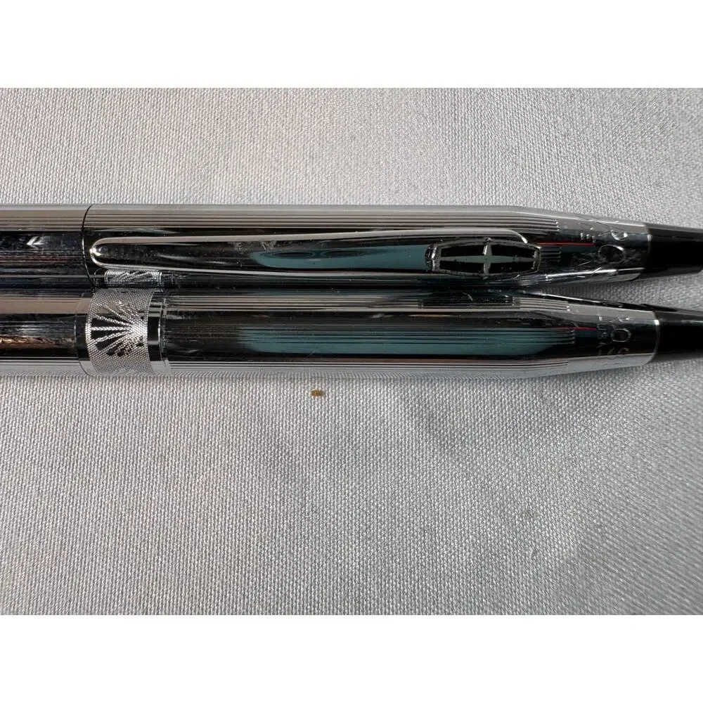 Cross Chrome Ballpoint Pen Mechanical Pencil Set USA Made Vintage